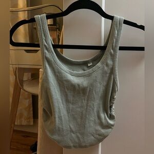 pacsun basics sage green rouched sides ribbed tank top